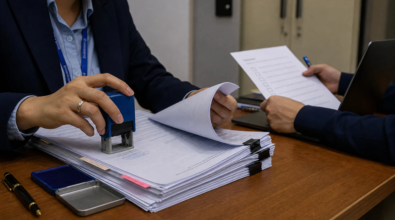 Bank risk reviewers completing a dual-control vendor approval process
