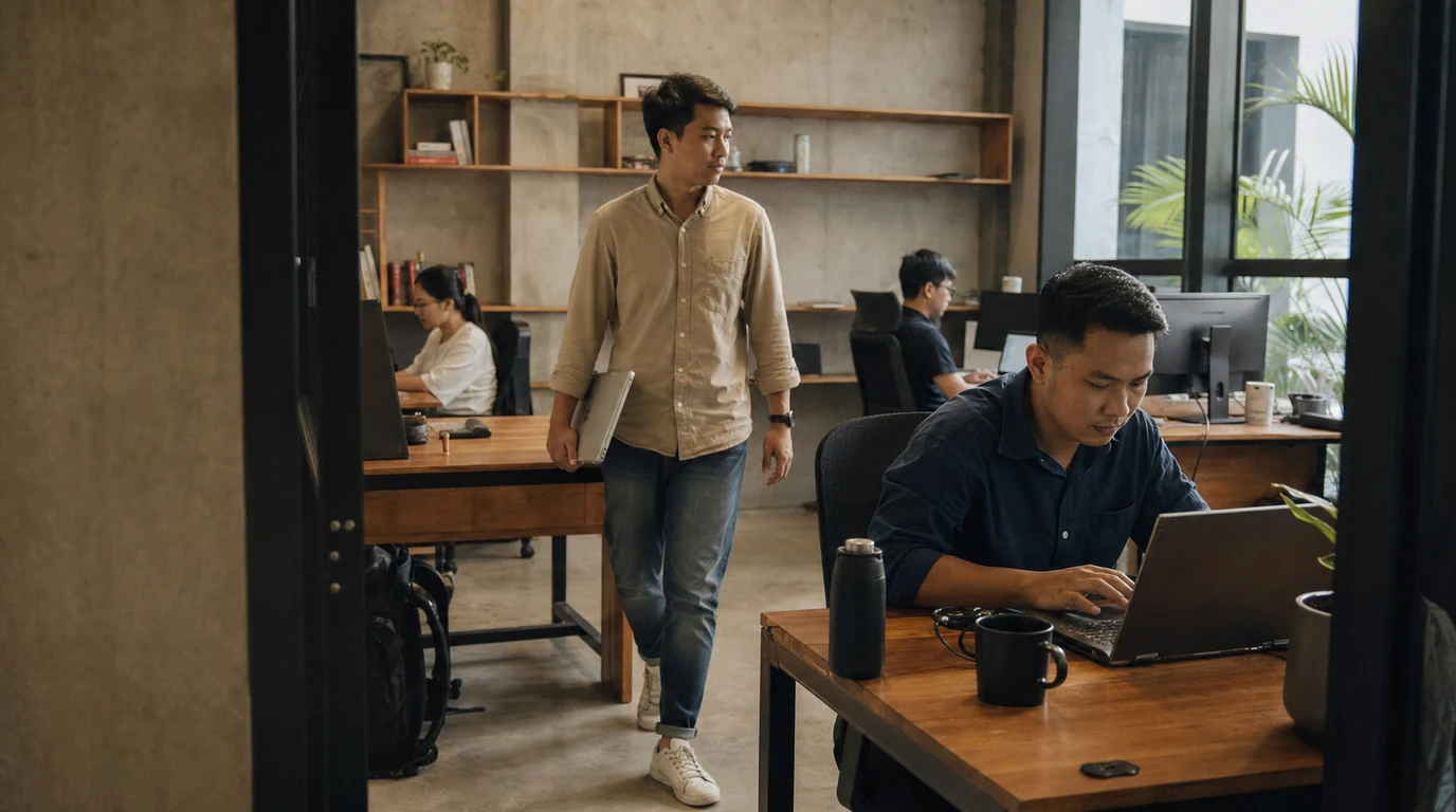 DAVO software team working together in a Phnom Penh studio